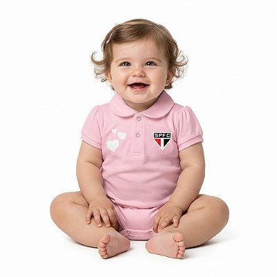 Body São Paulo Polo Rosa Torcida Baby