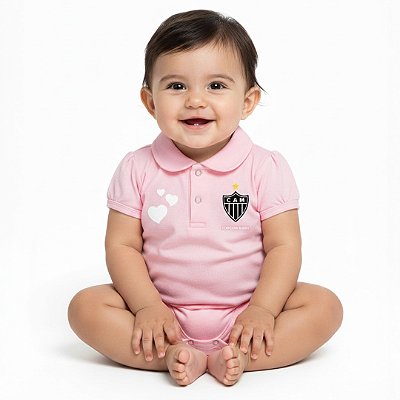 Body Atlético MG Polo Rosa Torcida Baby
