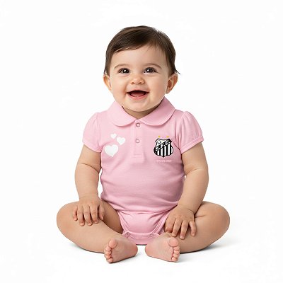Body Santos Polo Rosa Torcida Baby
