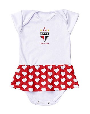 Body Vestido São Paulo Corações Torcida Baby