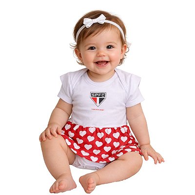 Body Vestido São Paulo Corações Torcida Baby