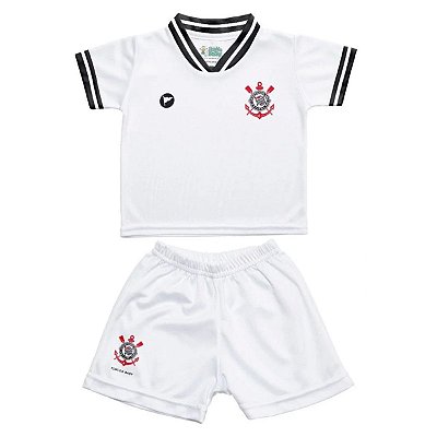 Conjunto Corinthians Uniforme Infantil Branco - Torcida Baby