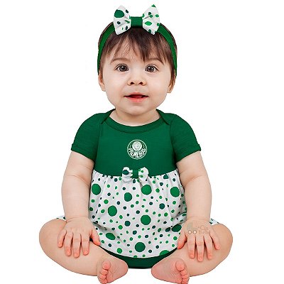 Body Vestido Palmeiras Bolinhas Com e Tiara Oficial