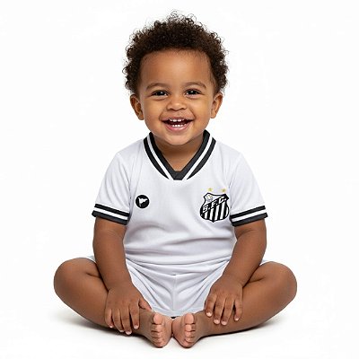 Conjunto Bebê Santos Uniforme Branco - Torcida Baby