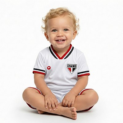 Conjunto Bebê São Paulo Uniforme Branco - Torcida Baby