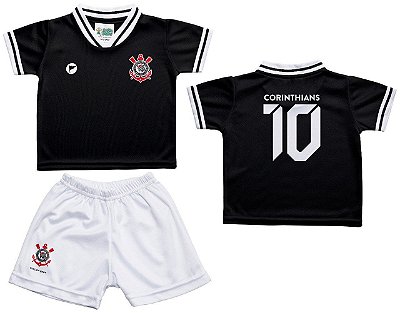 Conjunto Infantil Corinthians Uniforme Preto - Torcida Baby