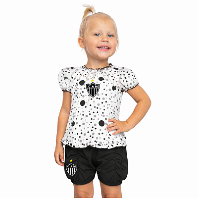 Conjunto Atlético MG Infantil Com Bata e Shorts Oficial
