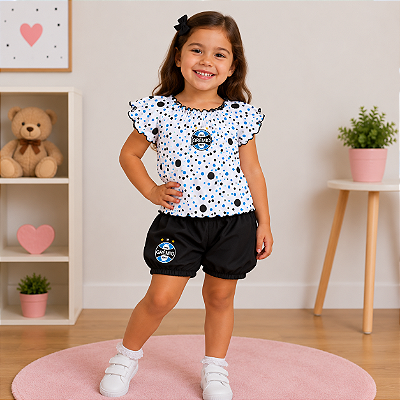 Conjunto Grêmio Infantil Com Bata e Shorts Oficial