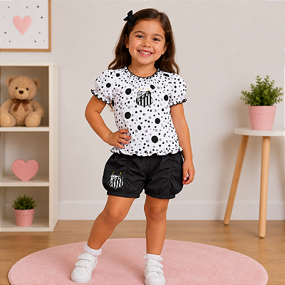 Conjunto Santos Infantil Com Bata e Shorts Oficial