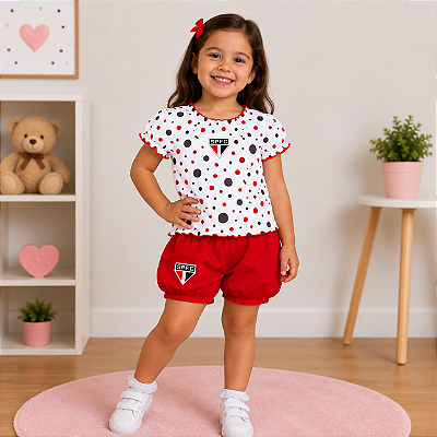 Conjunto São Paulo Infantil Com Bata e Shorts Oficial