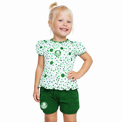 Conjunto Palmeiras Infantil Com Bata e Shorts Oficial