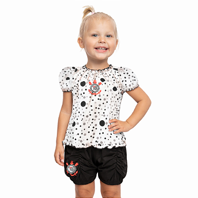 Conjunto Corinthians Infantil Com Bata e Shorts Oficial