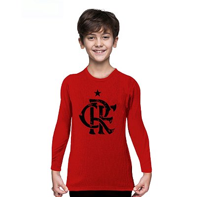 Camiseta Infantil Flamengo Manga Longa Vermelha Unissex