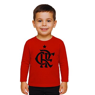 Camiseta Infantil Flamengo Manga Longa Vermelha Unissex