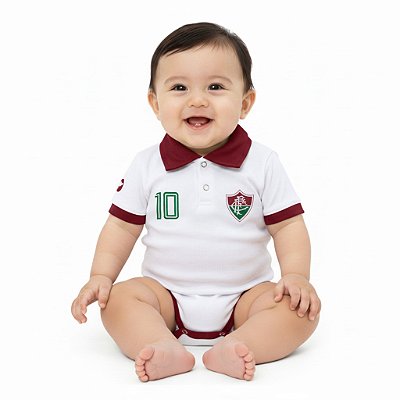 Body Fluminense Polo Branco Torcida Baby