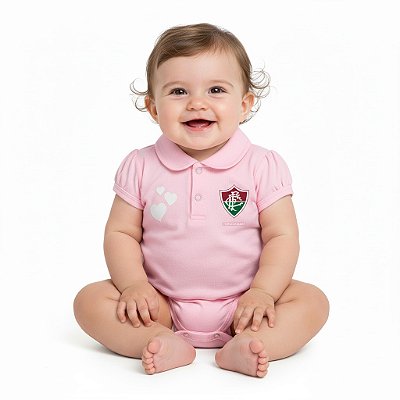 Body Fluminense Polo Rosa Torcida Baby
