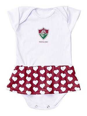 Body Vestido Fluminense Corações Torcida Baby