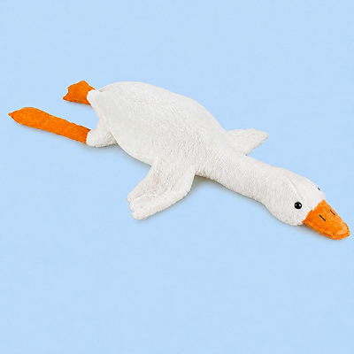 Ganso de Pelúcia Deitado Branco 46cm Fofo e Macio