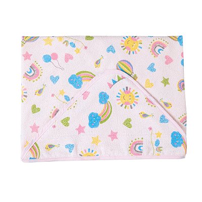 Toalha De Banho Felpuda C/ Capuz Solzinho Papi 70Cm X 70Cm