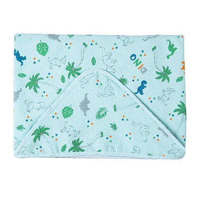 Toalha De Banho Felpuda C/ Capuz Dinossauro Papi 70Cm X 70Cm