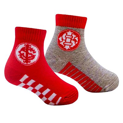 Kit 2 Pares de Meia Bebê Internacional Vermelho e Cinza