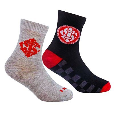 Kit 2 Pares de Meia Bebê Internacional Cinza e Preta