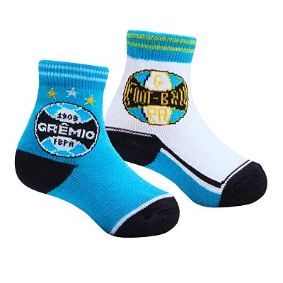 Kit 2 Pares de Meia Bebê Grêmio Azul e Branca Oficial
