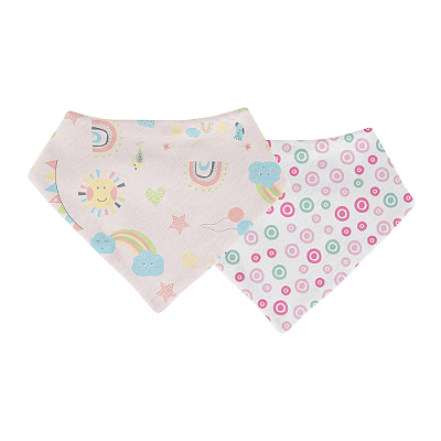 Kit Babador Bandana Bebê Com 2 Pçs Solzinho Rosa Papi