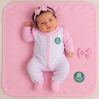 Kit Maternidade Palmeiras Corações Com Manta Oficial