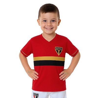 Camiseta Infantil São Paulo Estampa Dourada Oficial