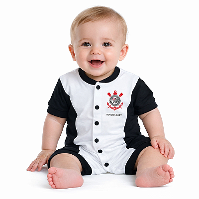 Macacão Bebê Corinthians Manga Curta - Torcida Baby