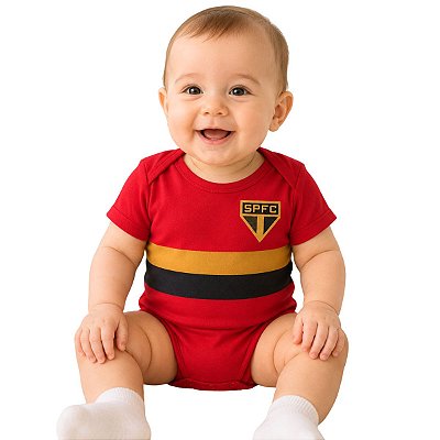 Body Bebê São Paulo Estampa Dourada Oficial