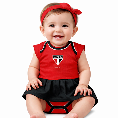 Body Vestido Bebê São Paulo Tricolor Ofcial Torcida Baby