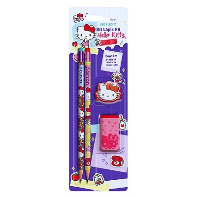 Kit Escolar 4 Pçs 2 Lápis Apontador E Borracha Hello Kitty