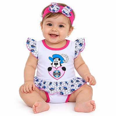 Body Vestido Grêmio Mascote Com Laço Oficial