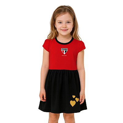 Vestido Infantil São Paulo Canelado Torcida Baby Oficial