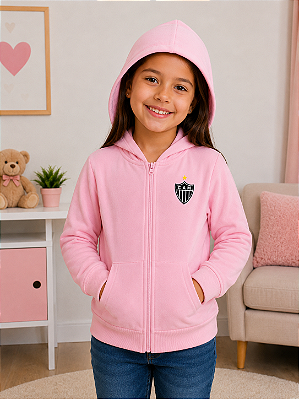 Blusa Jaqueta Rosa Atlético MG Infantil Juvenil Plush