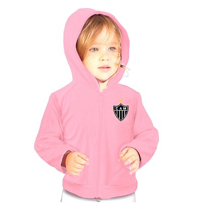 Blusa Jaqueta Rosa Atlético MG Infantil Juvenil Plush