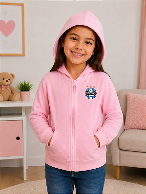 Blusa Jaqueta Rosa Grêmio Infantil Juvenil Plush Oficial