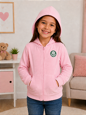 Blusa Jaqueta Rosa Palmeiras Infantil Juvenil Plush Oficial