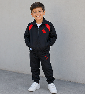 Conjunto Agasalho Flamengo Infantil Juvenil Microfibra