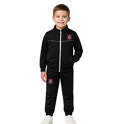 Conjunto Agasalho Corinthians Infantil Jaqueta e Calça
