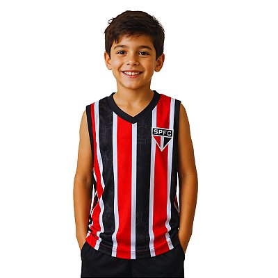 Camisa Infantil São Paulo Regata Listrada Tricolor Oficial
