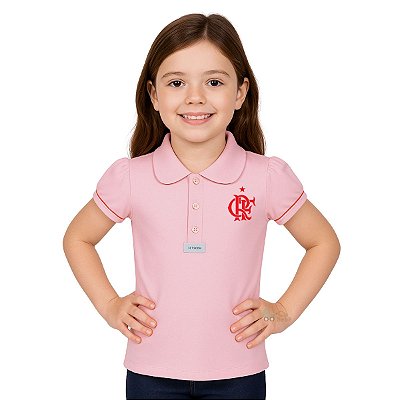 Camisa Polo Infantil Flamengo Rosa Oficial