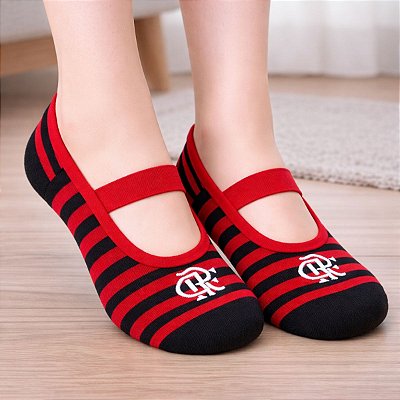 Meia Sapatilha Flamengo Infantil Antiderrapante Listras