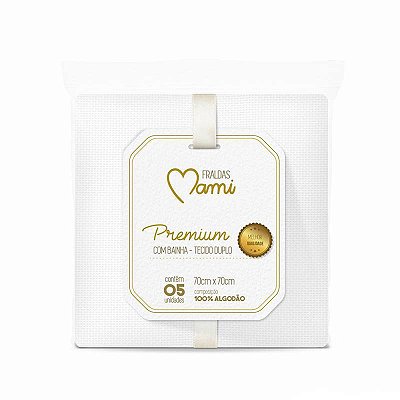 Fralda Bebê Premium Branca Com Bainha 70x70Cm Com 5 Un