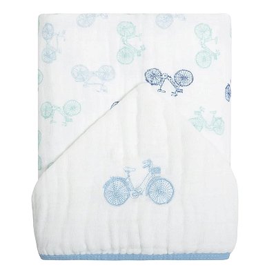 Toalha De Banho Papi Soft Com Capuz Bordado Bike 90x75Cm