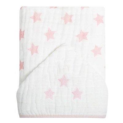 Toalha De Banho Papi Soft C/ Capuz Bordado Star Rosa 90x75Cm