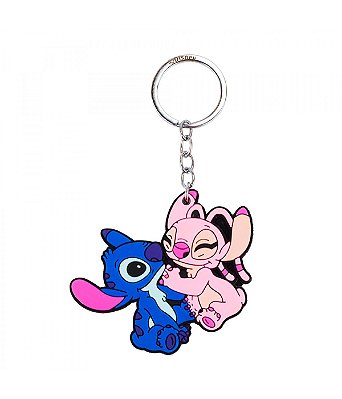 Chaveiro Casal Stitch Angel Silicone 7cm Disney