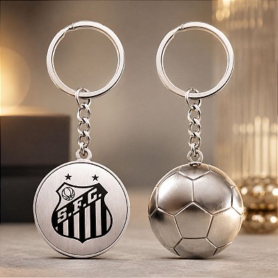 Chaveiro Santos Meia Bola Metal Escudo Oficial